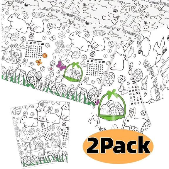 Easter Giant Coloring Poster Tablecloth Easter Tablecloth Easter Decorations Indoor Arts and Crafts, Activity Jumbo Coloring Banner for Easter Party Supplies 47x71 Inch