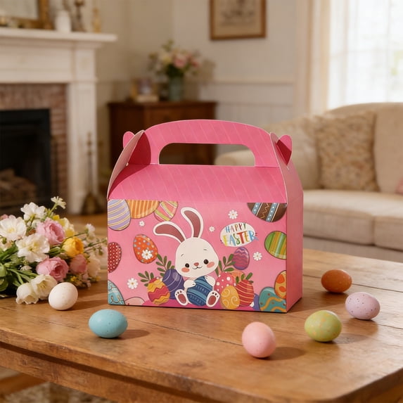 Easter Gift Bags 12 Pack with Rabbit Pattern Holiday Party Favor Bags for Small Presents in 1 Colors(3#Pink)