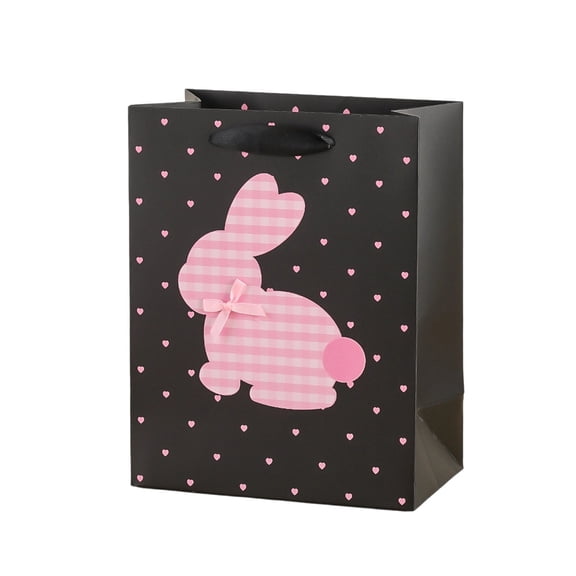 Easter Gift Bags - Bunny Design with Ribbon Bows, Set of 6 Paper Bags for Holiday Party Favors