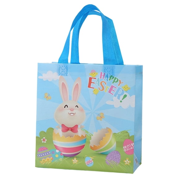 Easter Gift Bags with Handles,Easter Bags Reusable Non-Woven,Easter Treat Bags,Reusable Easter Tote Bags,Bunny Treat Goodie Bag,Easter Egg Hunt Bags,Easter Party Supplies Decorations,1PC,10.6"x11.4"