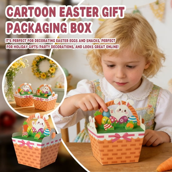 Easter Gift Boxes 10 Pack, Bunny Basket Shaped Party Favor Boxes Orange, Easter Decorations Easter Candy Boxes, Spring Holiday Decoration Supplies for Egg Celebration C