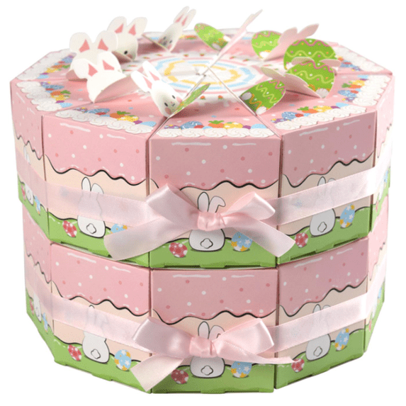 Easter Gift Boxes 10 Pack, Creative Folding Bunny Cake/shaped Boxes for Easter Eggs, Birthday Party Packaging , Easter Baskets and Gifts A