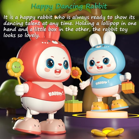 Easter Gift Dancing Bunny , 7.3" Electric Musical Rabbits with Lights and Moving/Legs, Fun Developmental Gift, Blue