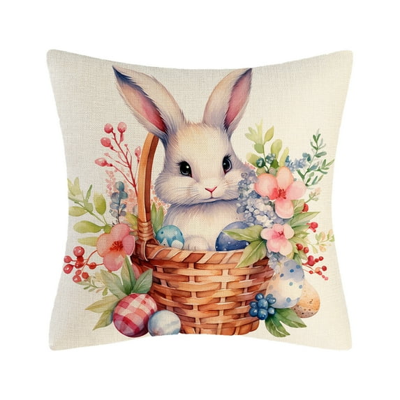 Easter Gift! Tunhigl 18IN Easter Pillow Covers Spring Easter Throw Pillow Covers Easter Bunny Eggs Cushion Covers Pillow Cases For Home Outdoor Sofa Couch Decoration Linen Fabrics
