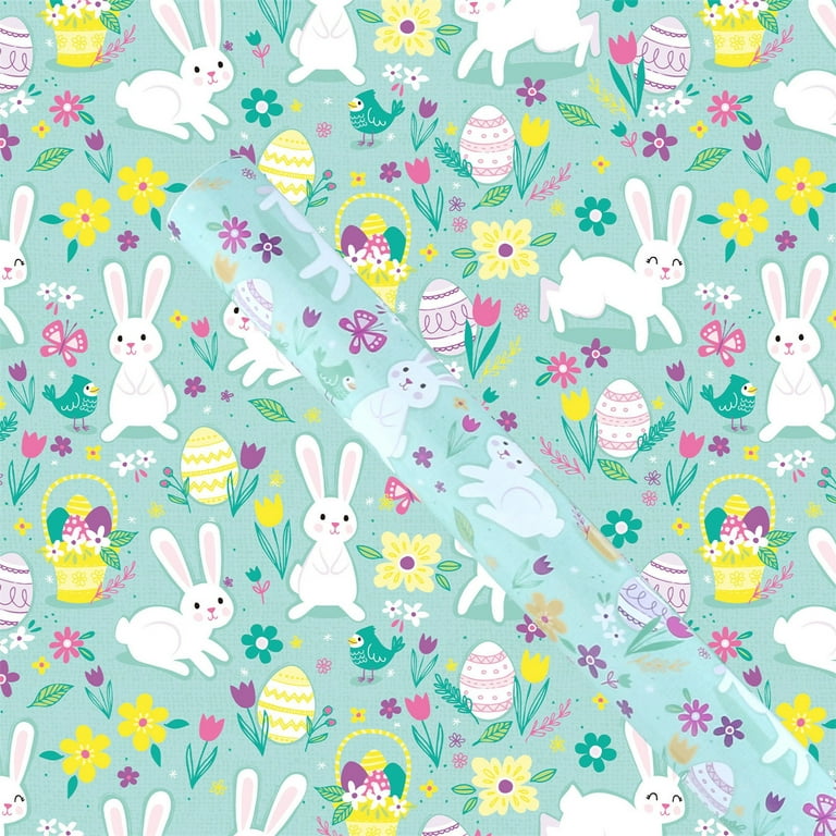 Sweet Watercolor Bunny Gift Wrap - Free Printable - TINSELBOX