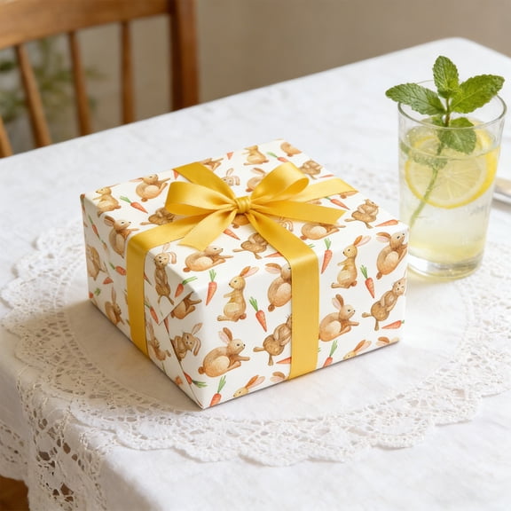 Easter Gift Wrapping Paper Roll, Superb Festive Decorative Paper Featuring Bunny, Egg, And Flower Prints For Holiday Presents And Crafts