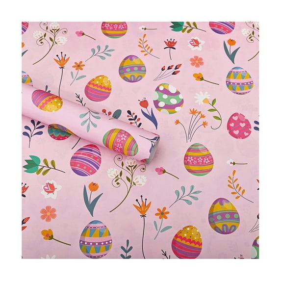 Easter Gift Wrapping Paper – Tear-Resistant Decorative Paper with Bunny, Egg, and Floral Prints – Craft Paper for Gift Wrap, DIY, and Holiday Decorations