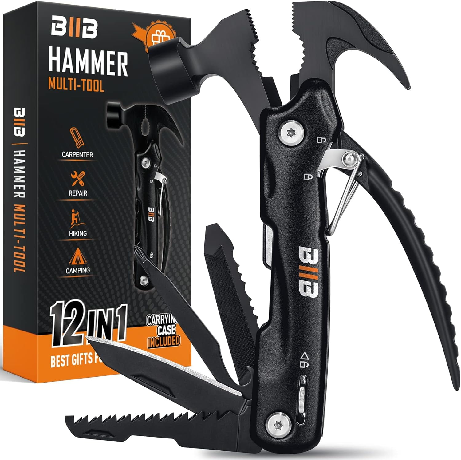 Easter Gifts for Adults Men, 12 in 1 Hammer Multitool, Basket Stuffers Adults, Anniversary Birthday Father Day Husband, Camping Essentials Survival Gear Tool
