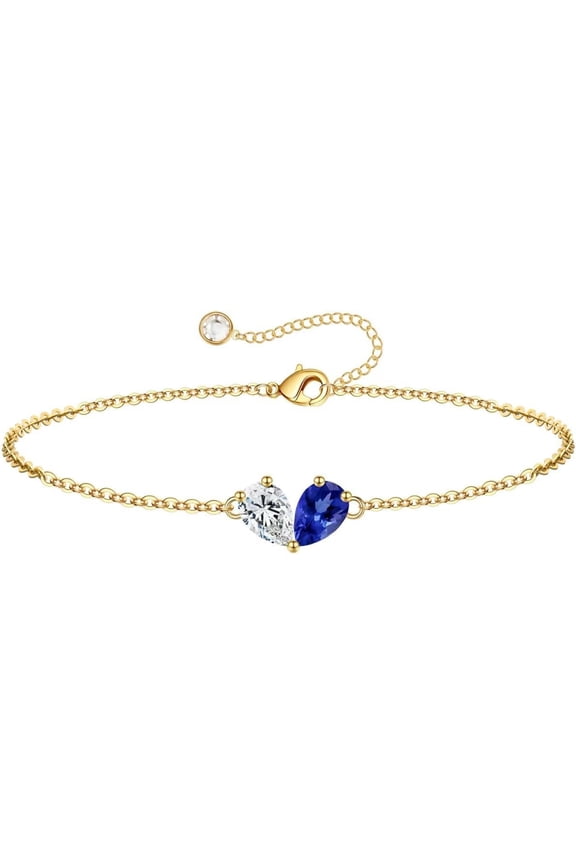 Easter Gifts for Kids Teen Girl - 6 7 8 9 10 11 12 13 14 15 16 Year Old Girls Birthday Gifts, 14K Dainty Gold Plated Created Birthstone Bracelets for Women Girls Teens Toddler Jewelry Gifts
