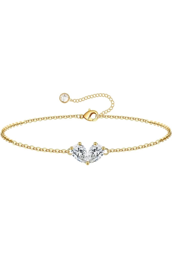 Easter Gifts for Kids Teen Girl - 6 7 8 9 10 11 12 13 14 15 16 Year Old Girls Birthday Gifts, 14K Dainty Gold Plated Created Birthstone Bracelets for Women Girls Teens Toddler Jewelry Gifts