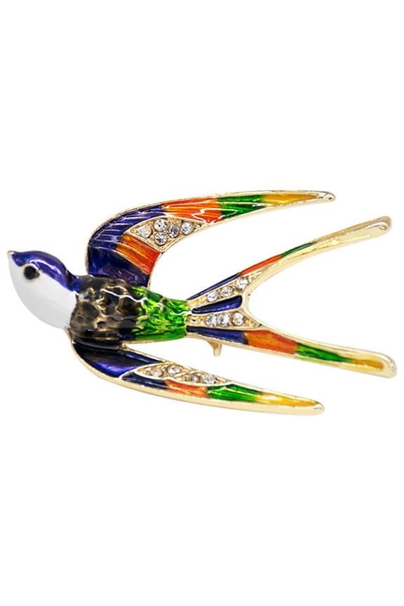 Easter Gifts for Women and Men Vintage Swallow Brooch Enamel Rhinestone Drop Oil Jewelry Easter Decor