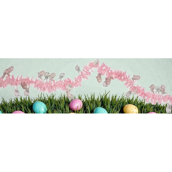 Easter Gingham Garland with Easter Icons - 9 ft. Festive Decoration for Easter and Spring Events