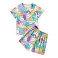 thumbnail image 1 of Easter Girls Pajamas Set Easter Egg Cartoon Printed Crewneck Short Sleeve T-Shirt And Shorts Pajamas Set Toddler Cute Clothes, 1 of 7