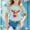 thumbnail image 1 of Easter Girls T-Shirt Bunny Print Tshirt Short Sleeve Easter Outfit Toddler Girls T-Shirt Size 12-13, 1 of 5