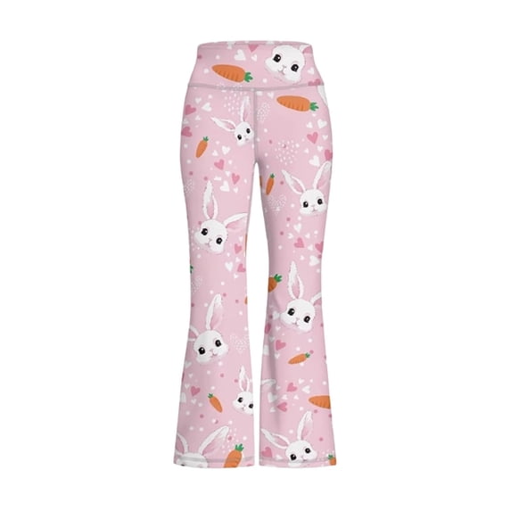 Easter Girls Wide Leg Casual Pants Sporty Flared Full Length Trousers for Kids Pink 1 Years-2 Years