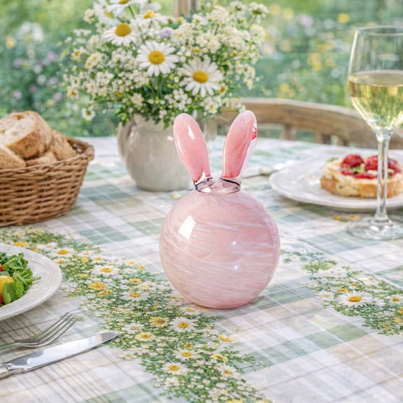 Easter Glass Bunny Ornament Pink Crystal Rabbit Figurine Desktop Home Decor Living Room Study Bedroom Tabletop Decoration Holiday Gift Easter Party Centerpiece Collectible Accent Decor