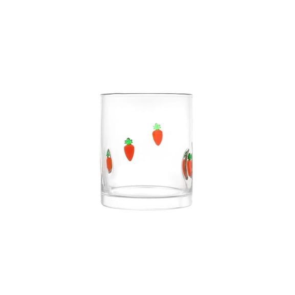 Easter Glass Cup, Spring Glassware, Bunny Carrot Easter Egg Design, 12-Ounce Clear Heat-Resistant Glass Cup, 5-Piece Set