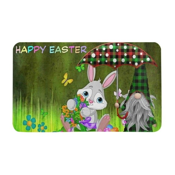 Easter Gnome Bunny Printed Rectangular Doormat Indoor Outdoor ...