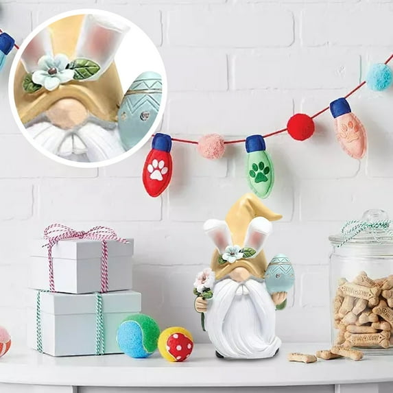 Easter Gnome Decor 5 Inch, Easter Decoration Table Easter Table Decor Resin Easter Bunny Doll Decoration Gnome Ornaments, Easter Toys for Kids Yellow