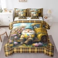 thumbnail image 1 of Easter Gnome Full Bedding Set 7 Pieces,Spring Garden Truck Watercolor Flowers Comforter Set with Sheets ,Vintage Yellow Brown Plaids Grids Patchwork Bed Set in a Bag with Pillow Covers, 1 of 5