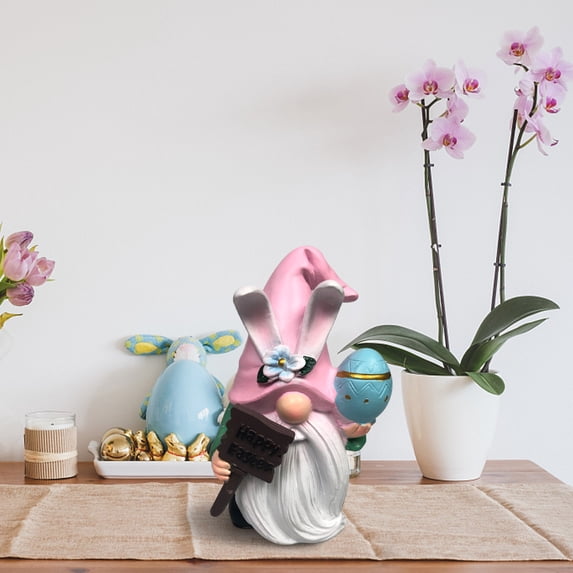 Easter Gnome Garden Statue Resin Figurine with Egg for Outdoor Yard Decor or Indoor Home Decoration Cute Holiday Gift Idea