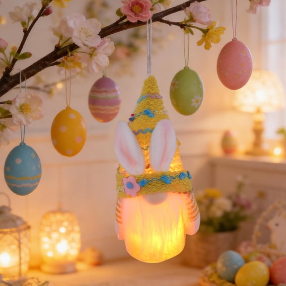 Easter Gnome Pendant, Luminous Holiday Decor, Faceless Doll Window Hanging Ornament For Spring And Easter Party Decoration, Cloth Material