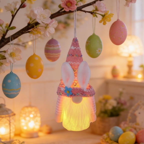 Easter Gnome Pendant, Luminous Holiday Decor, Faceless Doll Window Hanging Ornament For Spring And Easter Party Decoration, Cloth Material