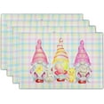thumbnail image 1 of Easter Gnome Placemats Set of 4- Cute Easter Bunny Duck Linen Table Place Mat with Buffalo Check Plaids- Easter Eggs Rabbit Spring Elf Non-Slip Table Mats for Dining Kitchen Holiday Decor, 1 of 6