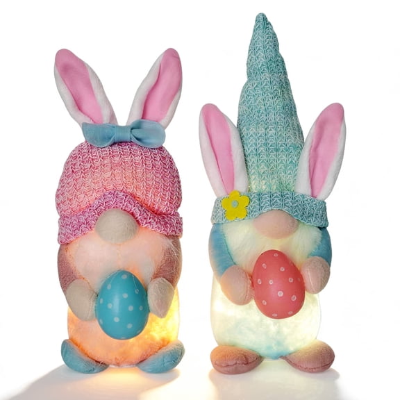 2 Pcs Easter Bunny Gnomes Decorations,Easter Centerpieces for Tables, Easter Decorations for the Home,Table,Office,Party,Gifts
