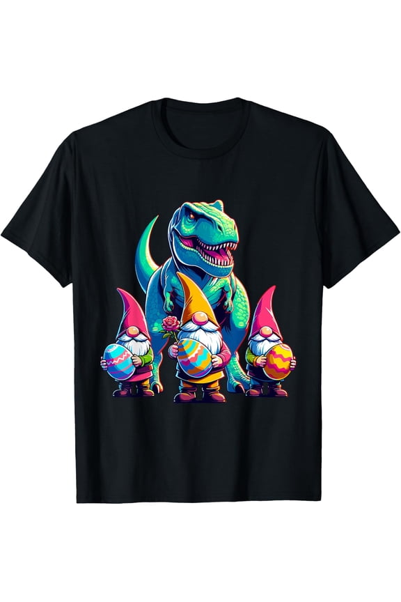 Easter Gnome T-Rex Cute Gnomes Dinosaur Egg for Families T-Shirt