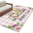 thumbnail image 1 of Easter Gnomes Area Rugs Collection 3'x5', Watercolor Floral Daisy Eggs Spring Pink Plaid Non Slip Indoor Rectangle Throw Runner Rug Floor Mat Carpet for Living Room Dining Table Bedroom Nursery, 1 of 9