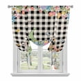 thumbnail image 1 of Easter Gnomes Balloon Curtains for Living Room/French Door, Spring Watercolor Bunny Tulip Black Plaid Tie Up Curtains 63 Inch Length Energy Saving Kitchen Curtains Shades for Windows 42"x63", 1 of 8