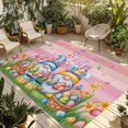 thumbnail image 1 of Easter Gnomes Bunnies Outdoor Rug for Patio/Deck/Porch, Non-Slip Large Area Rug 5 x 7 Ft, Spring Easter Eggs Floral Pink Wood Indoor Outdoor Rugs Washable Area Rugs, Camping Rug Carpet Runner, 1 of 8