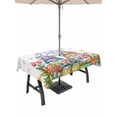 thumbnail image 1 of Easter Gnomes Bunnies Outdoor Tablecloth - 60x102 Inch Rectangle Dining Table Cover, Spring Easter Eggs Floral Leaves Waterproof Outdoor Table Cloth with Umbrella Hole & Zipper for Picnic/Patio/Party, 1 of 7