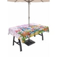 thumbnail image 1 of Easter Gnomes Bunnies Outdoor Tablecloth - 60x120 Inch Rectangle Dining Table Cover, Spring Easter Eggs Floral Purple Plaid Waterproof Outdoor Table Cloth with Umbrella Hole & Zipper for Picnic/Patio, 1 of 7