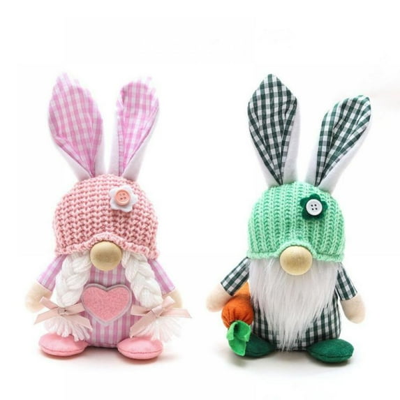 Easter Gnomes Decorations, 2 Pcs Plush Easter Bunny Handmade Swedish Tomte Elf Stuffed Doll Rabbit Gifts Cute Easter Faceless Dwarf Bunny Household Ornaments, Home Decor