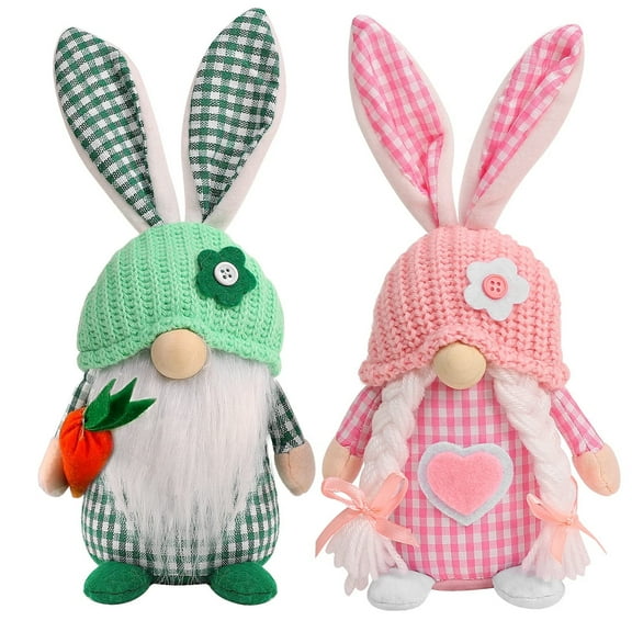 Easter Gnomes Decorations, 2 Pcs Plush Easter Bunny Handmade Swedish Tomte Elf Stuffed Doll Rabbit Gifts Cute Easter Faceless Dwarf Bunny Household Ornaments, Home Decor