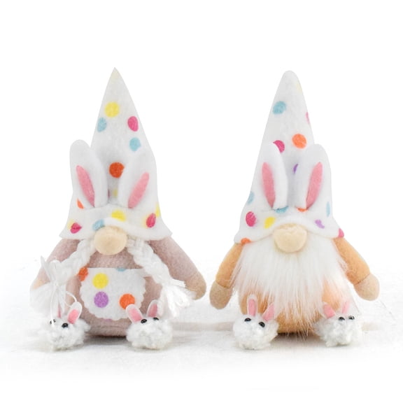 Easter Gnomes Decorations for Home,2 Pack Cute Bunny Tiered Tray Spring Plush Gnome House Decor Handmade Swedish Tomte Elfs Dwarf Rabbit Doll