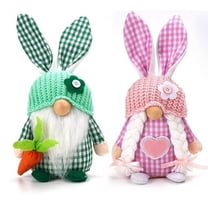 Easter Gnomes Decorations for Home,2 Pack Cute Bunny Tiered Tray Spring Plush Gnome House Decor Handmade Swedish Tomte Elfs Dwarf Rabbit Doll