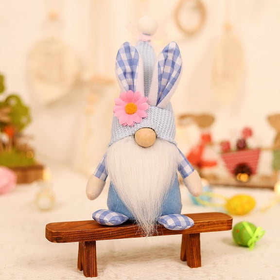 Easter Decorations for Home Plush Bunny Hold Easter Eggs Carrots Handmade Doll Rabbit Gifts Indoor Spring Tired Tray Decor