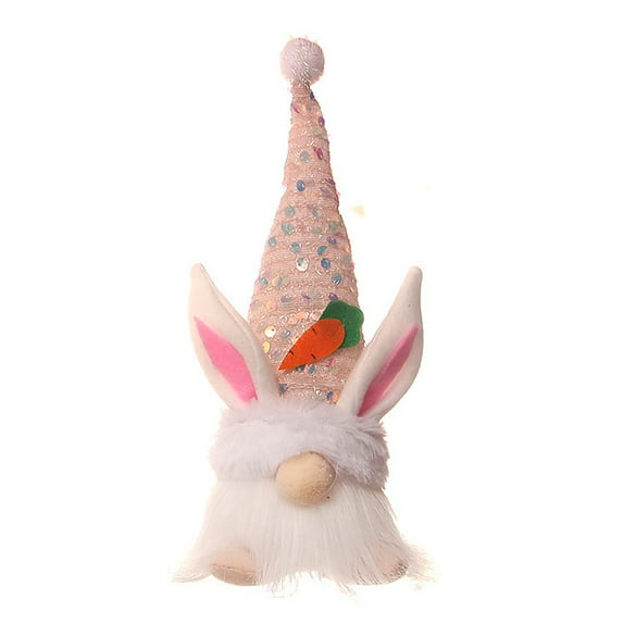 Easter Gnomes Decorations with LED Light Up Bunny Gnomes Plush Dolls Cute Faceless Dwarf Rabbit Home Party Decor Household Ornaments Pink