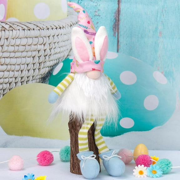 Easter Gnomes, Easter Decorations Gift,Plush Doll Easter Bunny Gnome, Furry Tabletop Bunny Rabbit Decor(Blue,8.27"x19.69")