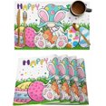 thumbnail image 1 of Easter Gnomes Placemats Set of 6,Washable Woven Burlap Cloth Fabric Placemat for Square/Rectangle/Round/Oval Dining Table,Easy Clean Place Mats for Toddlers,Kids Easter Eggs Carrots Colored Boho Dots, 1 of 6