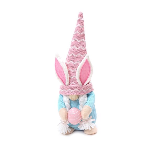 Easter Gnomes Plush Decoration, Spring Bunny Dolls with Easter Egg Handmade Faceless Elf Dwarf Home Decor Gift for Kids Wife Daughter, Swedish Rabbit Tomte Table Ornaments Tiered Tray