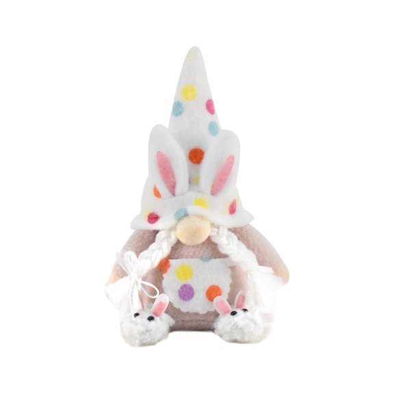 Easter Gnomes Plush for Easter Decorations, 5.9"x3.9" Beige Rainbow Spot Faceless Easter Bunny Gnomes for Easter Decor Clearance Spring Gnomes Cute Easter Gifts