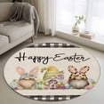 thumbnail image 1 of Easter Gnomes Round Area Rug 3Ft Washable Small Circle Rugs for Kitchen Entryway, Eggs Bunny Spring Daisy Flower Vintage Plaid Non-Slip Carpet Floor Mats Indoor Outdoor Carpet Runner Home Decor, 1 of 8
