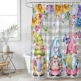 thumbnail image 1 of Easter Gnomes Shower Curtain Set, Waterproof Shower Curtains for Bathroom, Spring Floral Eggs Flowers Butterflies Gray Plaid Washable Fabric Bath Curtain for Bathtub with Hooks 60x72 Inches, 1 of 9