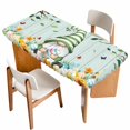 thumbnail image 1 of Easter Gnomes Table Cloths for 4 Foot Rectangle Tables, Spring Watercolor Eggs Flower Wood Grain Teal Patio Waterproof Elastic Fitted Tablecloths, Washable Rectangular Table Cover for Camping, 1 of 8