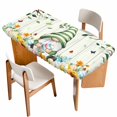 thumbnail image 1 of Easter Gnomes Table Cloths for 5 Foot Rectangle Tables, Spring Watercolor Eggs Flower Wood Grain Patio Waterproof Elastic Fitted Tablecloths, Washable Rectangular Table Cover for Camping, 1 of 8