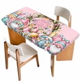 thumbnail image 1 of Easter Gnomes Table Cloths for 6 Foot Rectangle Tables, Colorful Eggs Spring Flowers Branches Pink Patio Waterproof Elastic Fitted Tablecloths, Washable Rectangular Table Cover for Camping, 1 of 8